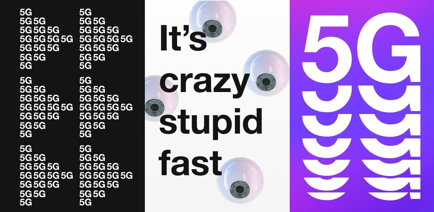 Three advert saying "it's crazy stupid fast"