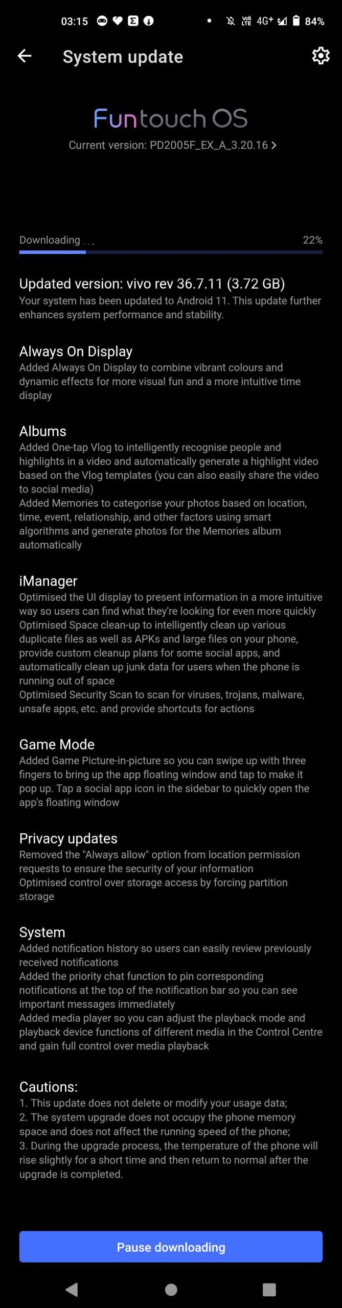 Vivo X51 5G OTA update for Android 11